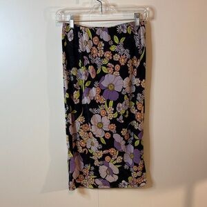 AFRM Black Mesh Floral Pencil Skirt | S